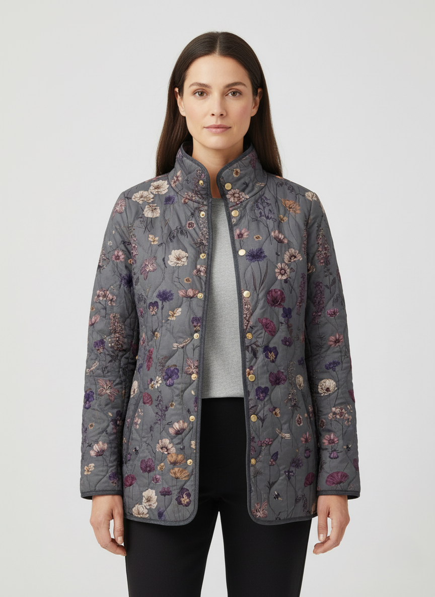 Evelina™ Gesteppte Jacke Mit Mitternachtsblüten-Muster