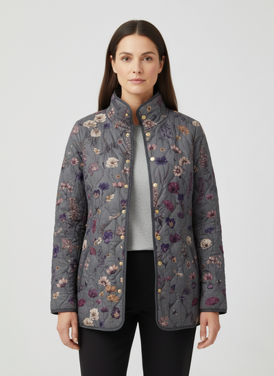 Evelina™ Gesteppte Jacke Mit Mitternachtsblüten-Muster